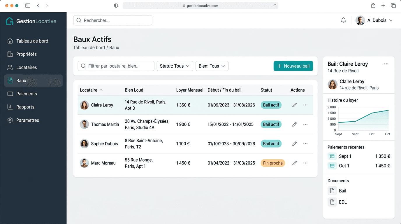 Aperçu produit : Gérer locataires et baux