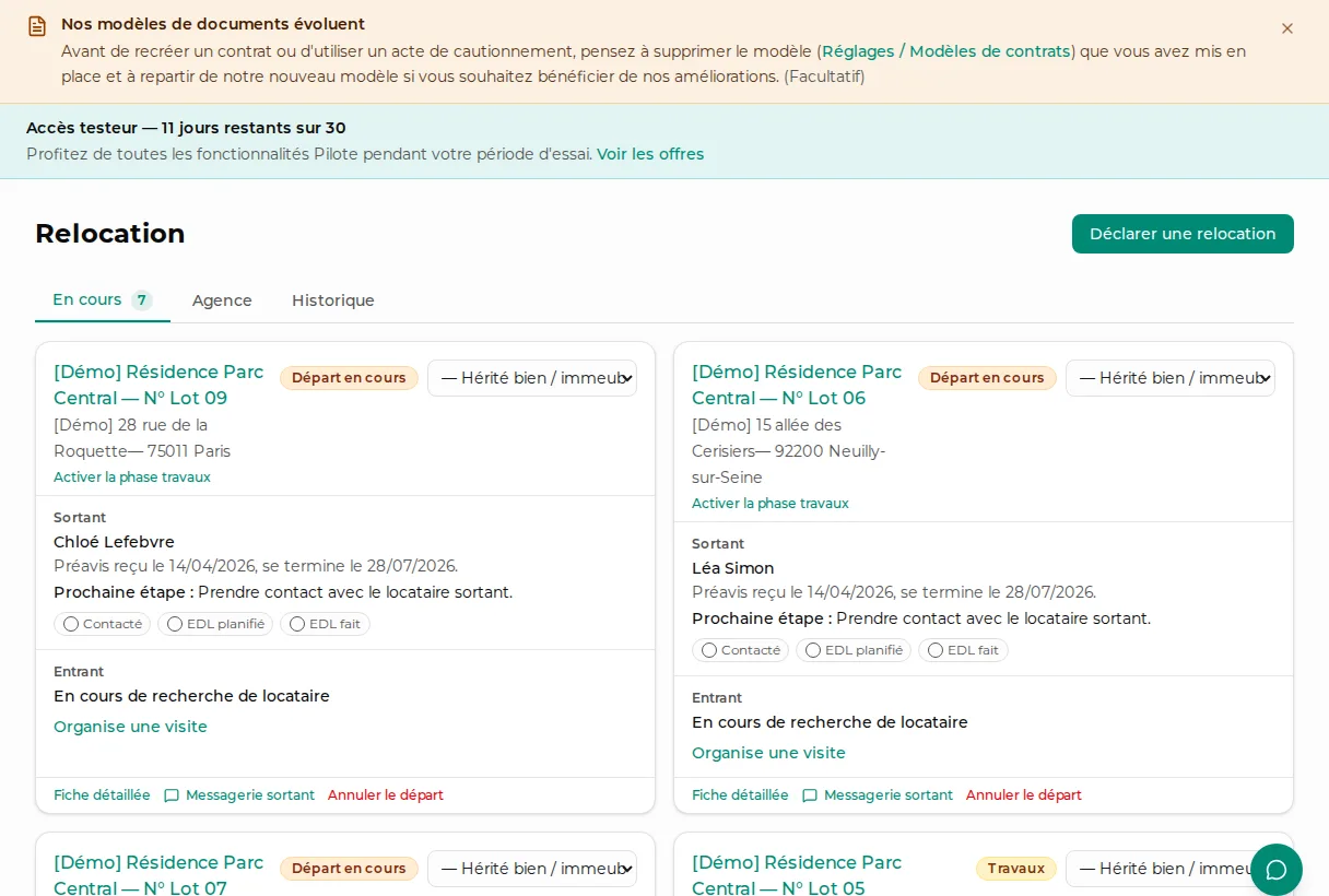 Gestion des préavis et fins de bail dans LocataireCloud