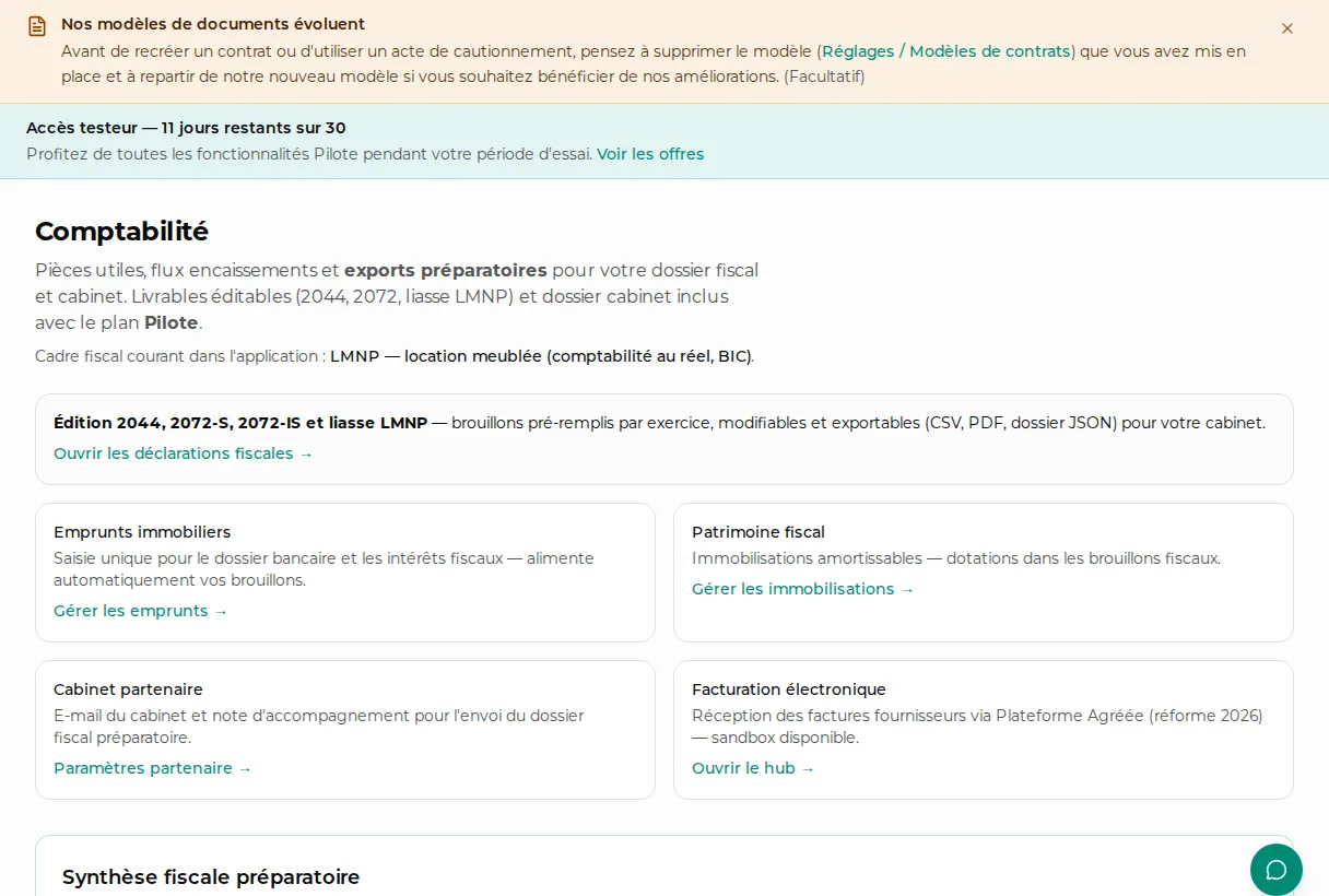 Comptabilité locative et exports dans LocataireCloud